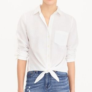 NEW J crew tie front white button shirt
